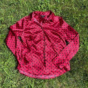 Red and Black patterned button down shirt